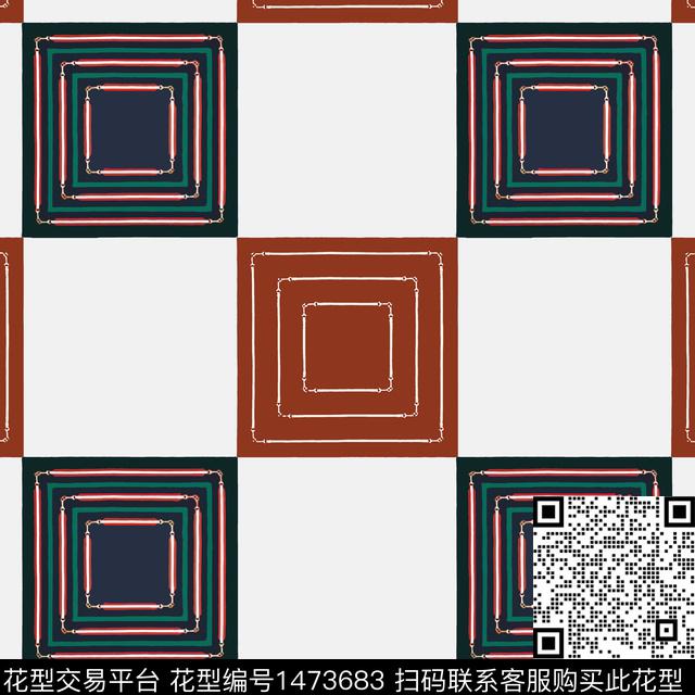 格子几何棋盘格纹传统印花华亿平台下载（图片编号: 1473683） - 瓦栏（Walan）