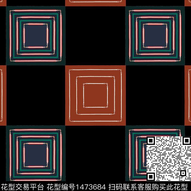格子几何棋盘格纹传统印花华亿平台下载（图片编号: 1473684） - 瓦栏（Walan）