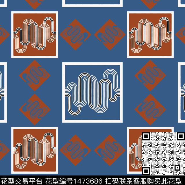 格子几何棋盘格纹传统印花华亿平台下载（图片编号: 1473686） - 瓦栏（Walan）