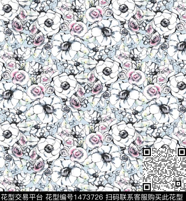 签字笔小清新小碎花数码印花华亿平台下载（图片编号: 1473726） - 瓦栏（Walan）