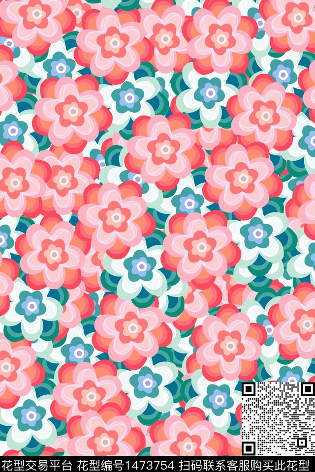 大牌风小碎花手绘花卉数码印花华亿平台下载（图片编号: 1473754） - 瓦栏（Walan）