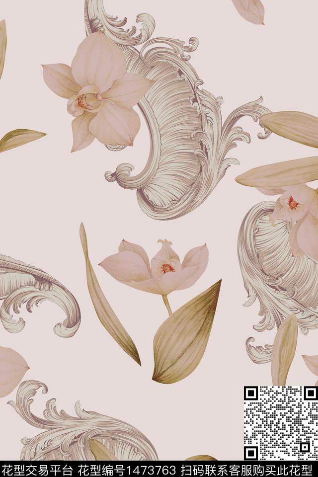 绿植树叶花卉大牌风数码印花华亿平台下载（图片编号: 1473763） - 瓦栏（Walan）