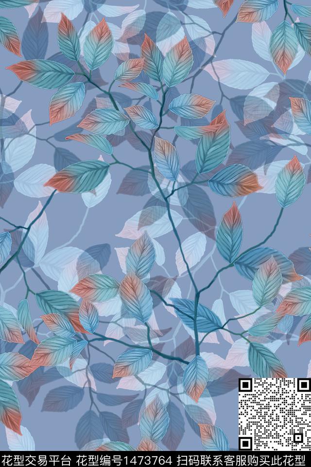 绿植树叶花卉大牌风数码印花华亿平台下载（图片编号: 1473764） - 瓦栏（Walan）