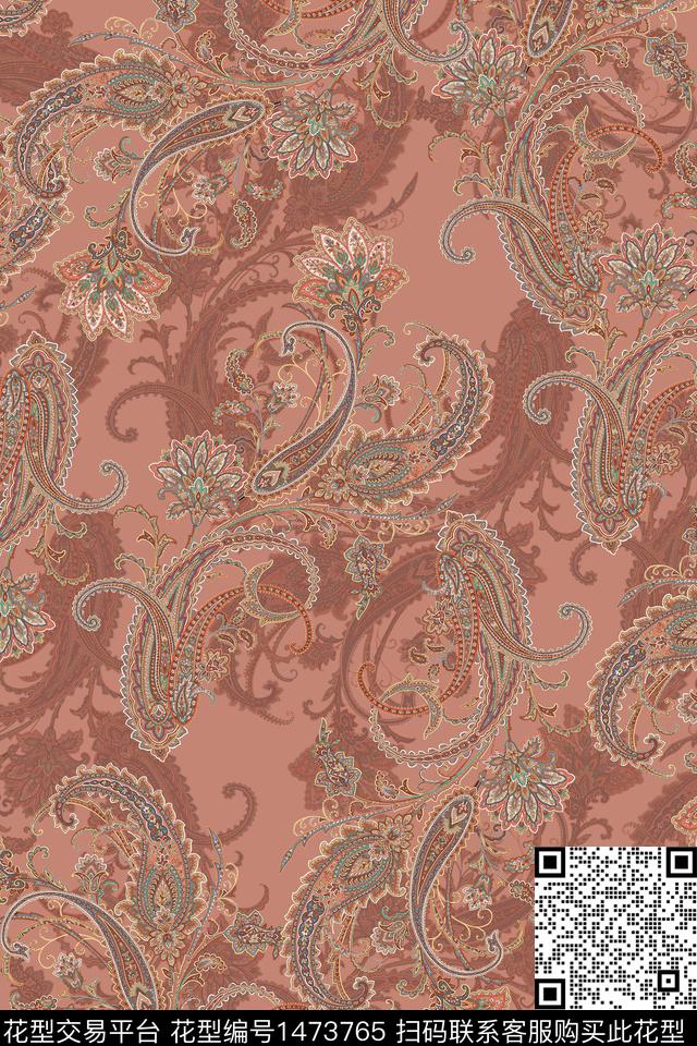 民族风佩斯利大牌风数码印花华亿平台下载（图片编号: 1473765） - 瓦栏（Walan）
