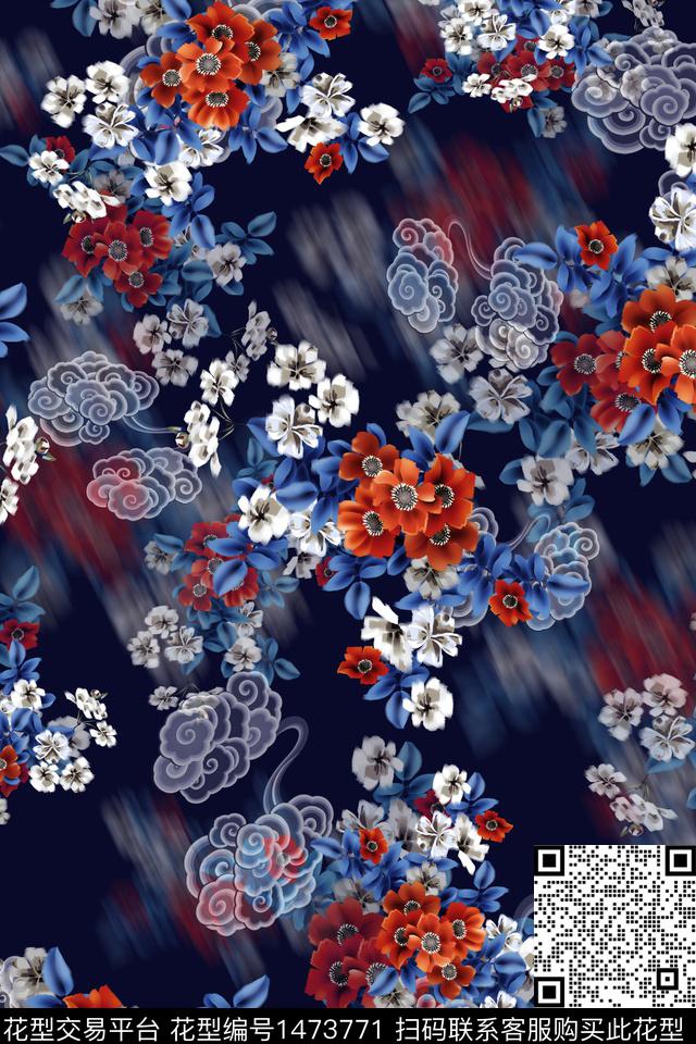 水彩绿植树叶旗袍数码印花华亿平台下载（图片编号: 1473771） - 瓦栏（Walan）