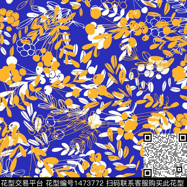 绿植树叶抽象花卉大牌风传统印花华亿平台下载（图片编号: 1473772） - 瓦栏（Walan）