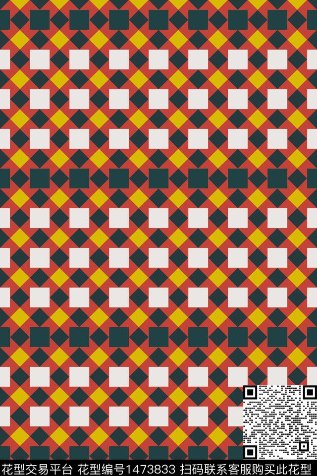 几何格子大牌风传统印花华亿平台下载（图片编号: 1473833） - 瓦栏（Walan）