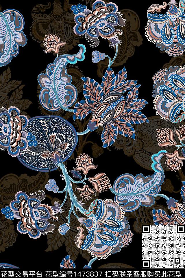 水彩旗袍大牌风数码印花华亿平台下载（图片编号: 1473837） - 瓦栏（Walan）