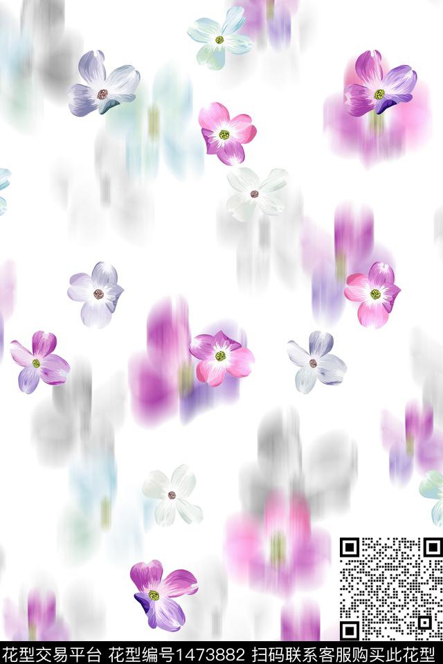 清爽底花卉花卉大牌风数码印花华亿平台下载（图片编号: 1473882） - 瓦栏（Walan）