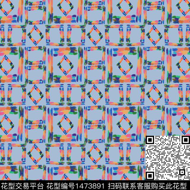 字母几何手绘线条数码印花华亿平台下载（图片编号: 1473891） - 瓦栏（Walan）