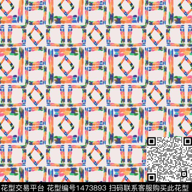 字母几何手绘线条数码印花华亿平台下载（图片编号: 1473893） - 瓦栏（Walan）