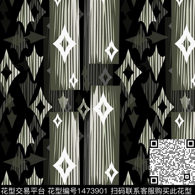 格子几何大牌风传统印花华亿平台下载（图片编号: 1473901） - 瓦栏（Walan）