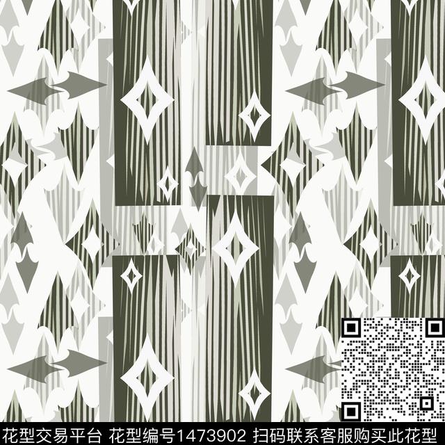 格子几何大牌风传统印花华亿平台下载（图片编号: 1473902） - 瓦栏（Walan）