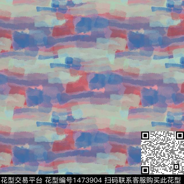 大牌风条纹水彩笔触数码印花华亿平台下载（图片编号: 1473904） - 瓦栏（Walan）