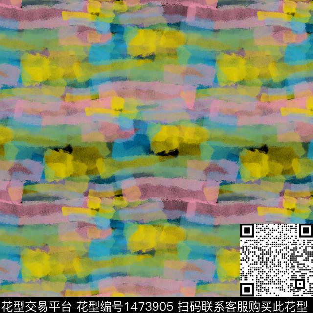 大牌风条纹水彩笔触数码印花华亿平台下载（图片编号: 1473905） - 瓦栏（Walan）