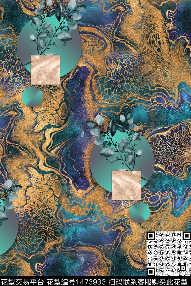 几何扎染华亿平台花卉数码印花华亿平台下载（图片编号: 1473933） - 瓦栏（Walan）