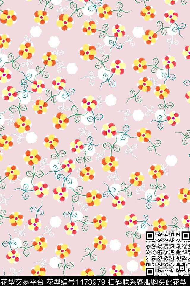 花卉大牌风小碎花数码印花华亿平台下载（图片编号: 1473979） - 瓦栏（Walan）