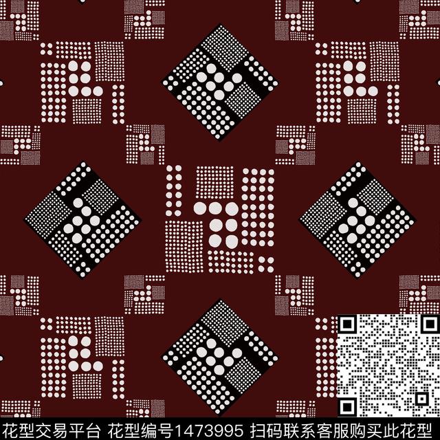 格子几何大牌风传统印花华亿平台下载（图片编号: 1473995） - 瓦栏（Walan）