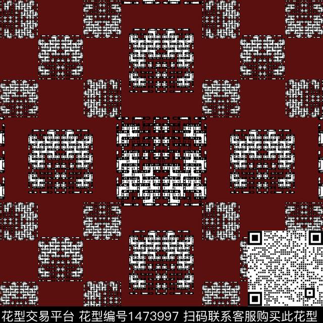 格子几何大牌风传统印花华亿平台下载（图片编号: 1473997） - 瓦栏（Walan）