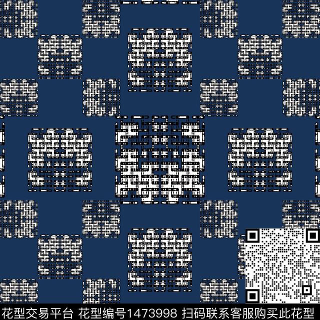 格子几何大牌风传统印花华亿平台下载（图片编号: 1473998） - 瓦栏（Walan）