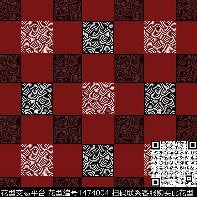 格子几何大牌风传统印花华亿平台下载（图片编号: 1474004） - 瓦栏（Walan）