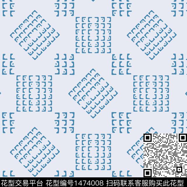 格子几何大牌风传统印花华亿平台下载（图片编号: 1474008） - 瓦栏（Walan）