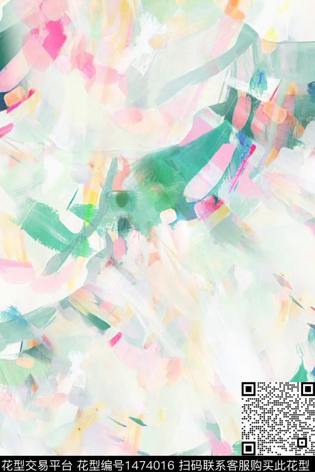 抽象小清新真丝数码印花华亿平台下载（图片编号: 1474016） - 瓦栏（Walan）