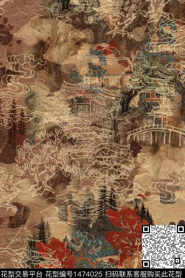 香云纱中国风真丝数码印花华亿平台下载（图片编号: 1474025） - 瓦栏（Walan）