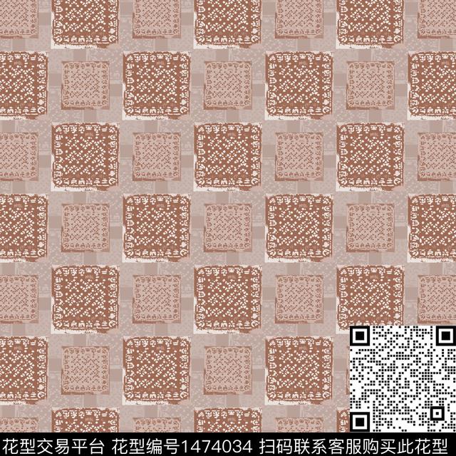 格子几何手绘线条传统印花华亿平台下载（图片编号: 1474034） - 瓦栏（Walan）