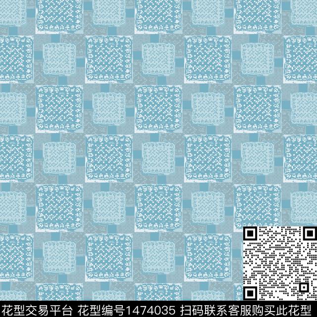 格子几何手绘线条传统印花华亿平台下载（图片编号: 1474035） - 瓦栏（Walan）