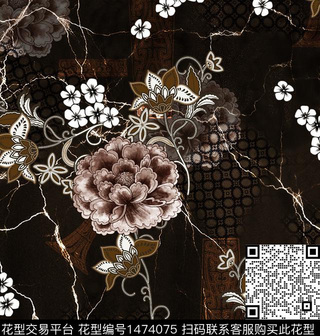 连衣裙女装花卉传统印花华亿平台下载（图片编号: 1474075） - 瓦栏（Walan）