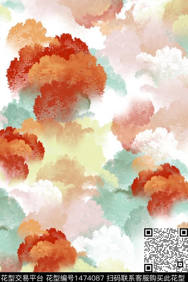 几何渐变扎染华亿平台传统印花华亿平台下载（图片编号: 1474087） - 瓦栏（Walan）