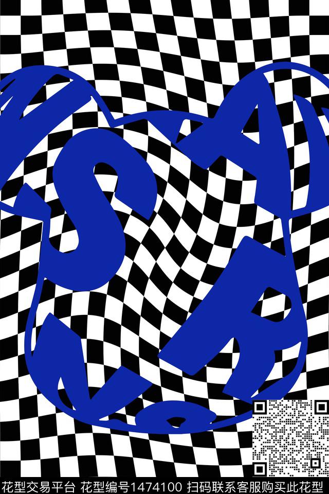 几何线条棋盘数码印花华亿平台下载（图片编号: 1474100） - 瓦栏（Walan）