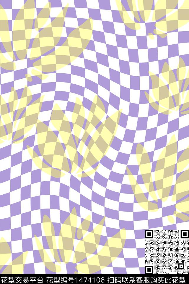 几何线条棋盘数码印花华亿平台下载（图片编号: 1474106） - 瓦栏（Walan）
