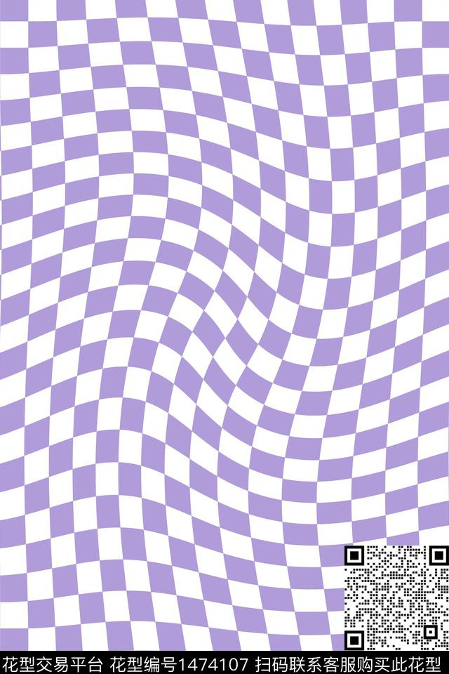 几何线条棋盘数码印花华亿平台下载（图片编号: 1474107） - 瓦栏（Walan）