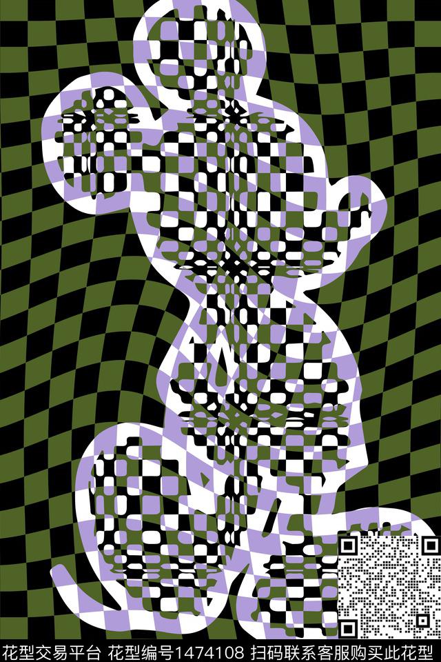 几何线条棋盘数码印花华亿平台下载（图片编号: 1474108） - 瓦栏（Walan）