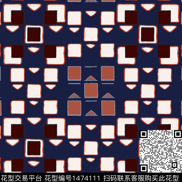 格子几何棋盘格纹传统印花华亿平台下载（图片编号: 1474111） - 瓦栏（Walan）