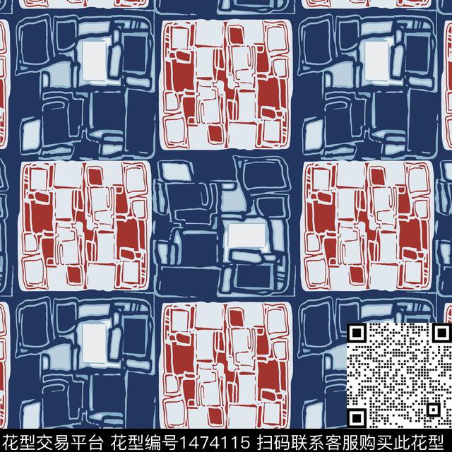 格子几何棋盘格纹传统印花华亿平台下载（图片编号: 1474115） - 瓦栏（Walan）