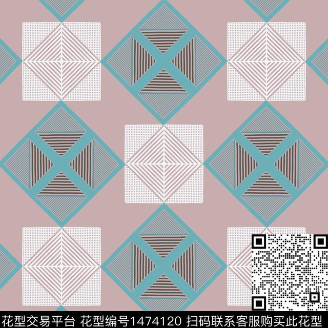 格子几何棋盘格纹传统印花华亿平台下载（图片编号: 1474120） - 瓦栏（Walan）