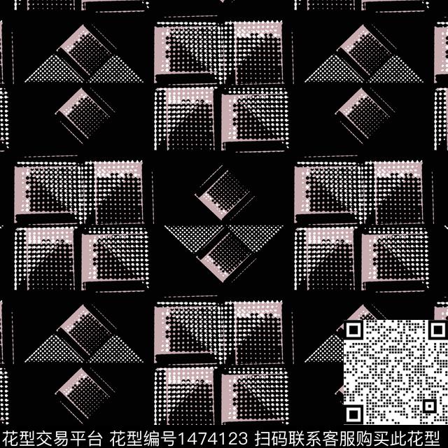 格子几何波点传统印花华亿平台下载（图片编号: 1474123） - 瓦栏（Walan）