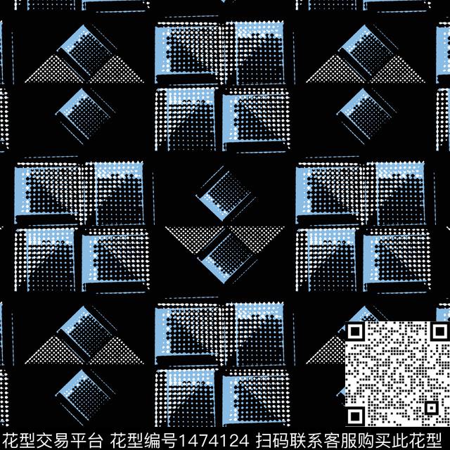 格子几何波点传统印花华亿平台下载（图片编号: 1474124） - 瓦栏（Walan）