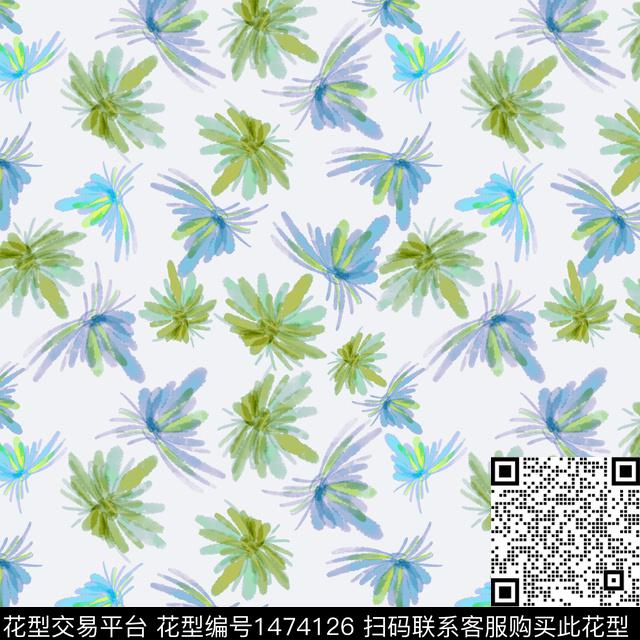 花卉小碎花水彩笔触数码印花华亿平台下载（图片编号: 1474126） - 瓦栏（Walan）