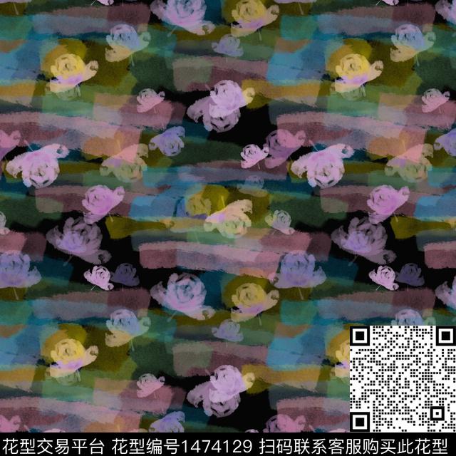 花卉小碎花水彩笔触数码印花华亿平台下载（图片编号: 1474129） - 瓦栏（Walan）