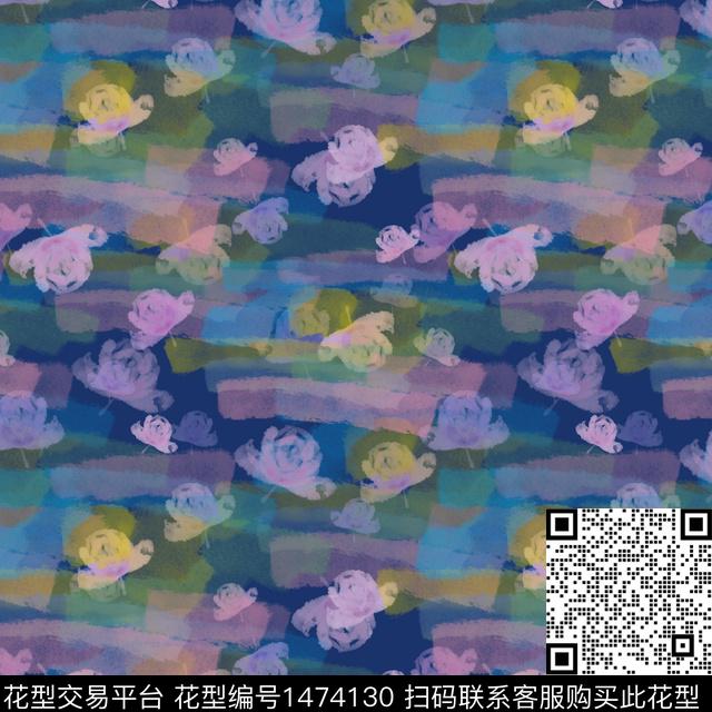 花卉小碎花水彩笔触数码印花华亿平台下载（图片编号: 1474130） - 瓦栏（Walan）