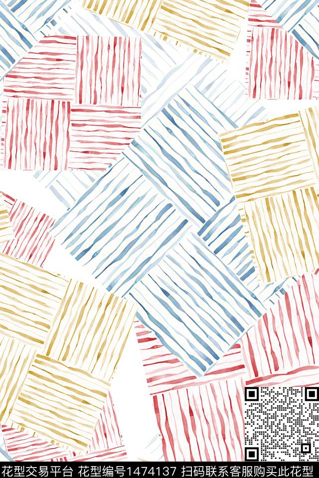 炫彩水彩抽象花卉数码印花华亿平台下载（图片编号: 1474137） - 瓦栏（Walan）