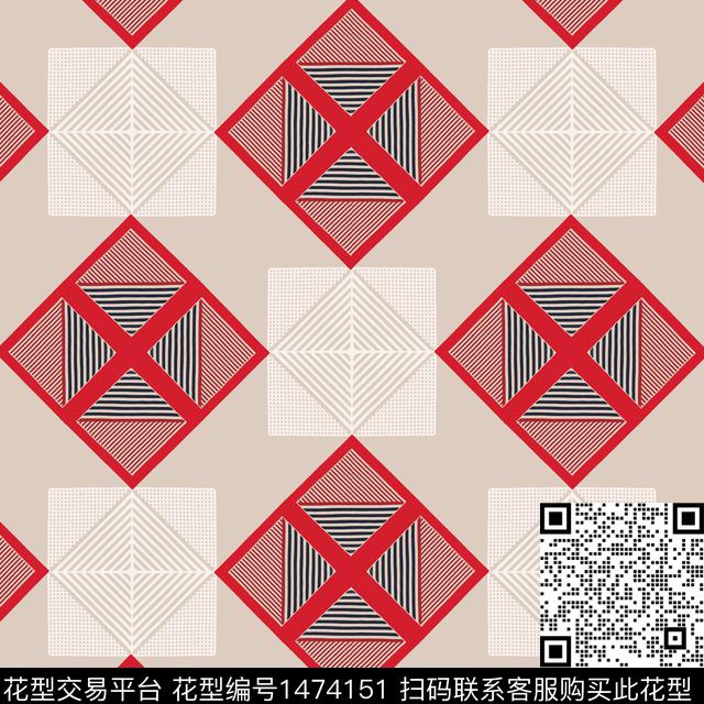 格子几何棋盘格纹传统印花华亿平台下载（图片编号: 1474151） - 瓦栏（Walan）