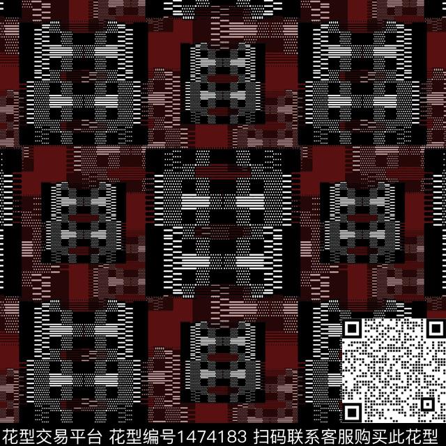 格子几何棋盘格纹传统印花华亿平台下载（图片编号: 1474183） - 瓦栏（Walan）