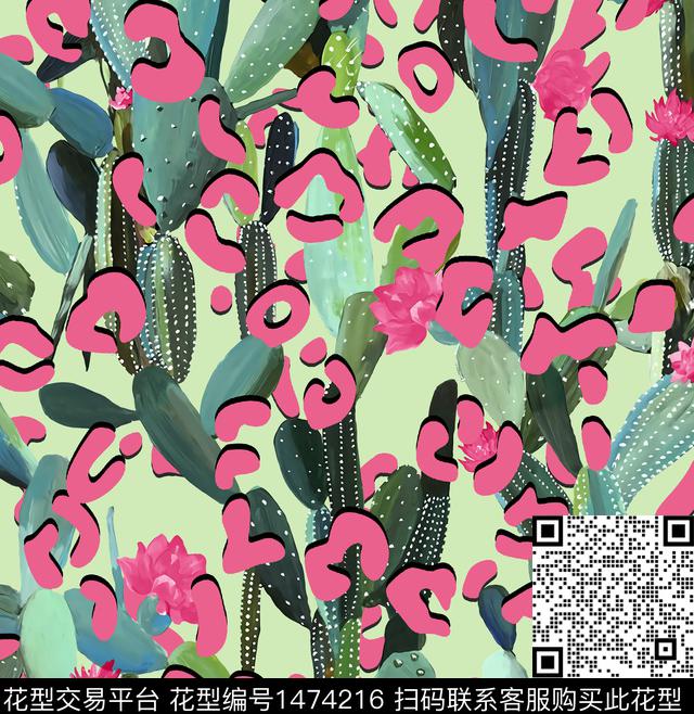 豹纹仙人掌深圳时装周数码印花华亿平台下载（图片编号: 1474216） - 瓦栏（Walan）