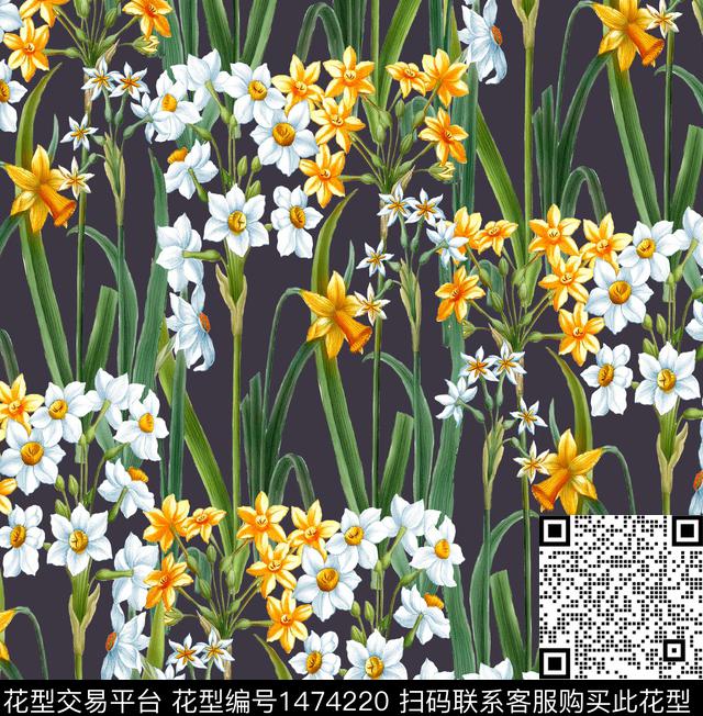水仙花Carolina天竺葵数码印花华亿平台下载（图片编号: 1474220） - 瓦栏（Walan）