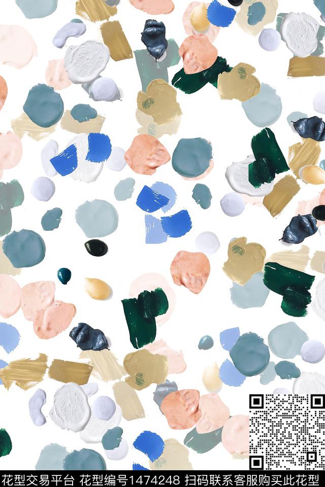 几何抽象真丝数码印花华亿平台下载（图片编号: 1474248） - 瓦栏（Walan）